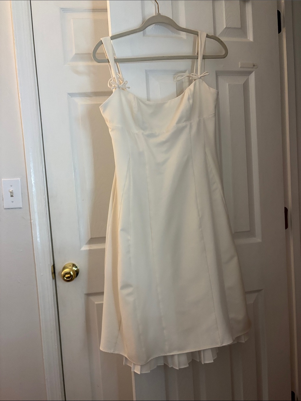 Oh Polly Cream Midi Dress with Bow-Strap Detail